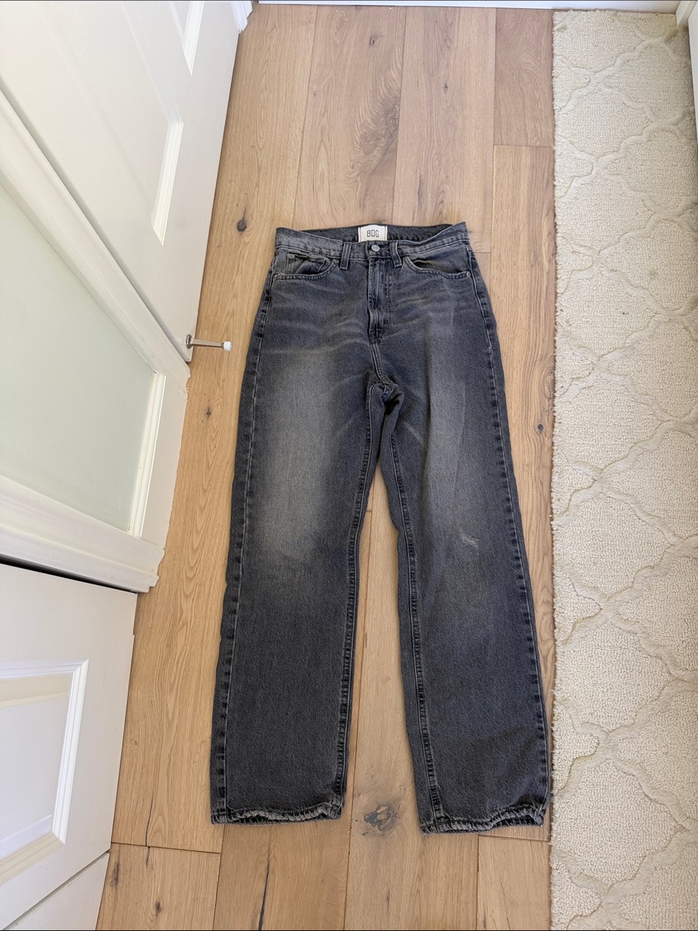 BDG Black Washed Straight-Leg Jeans
